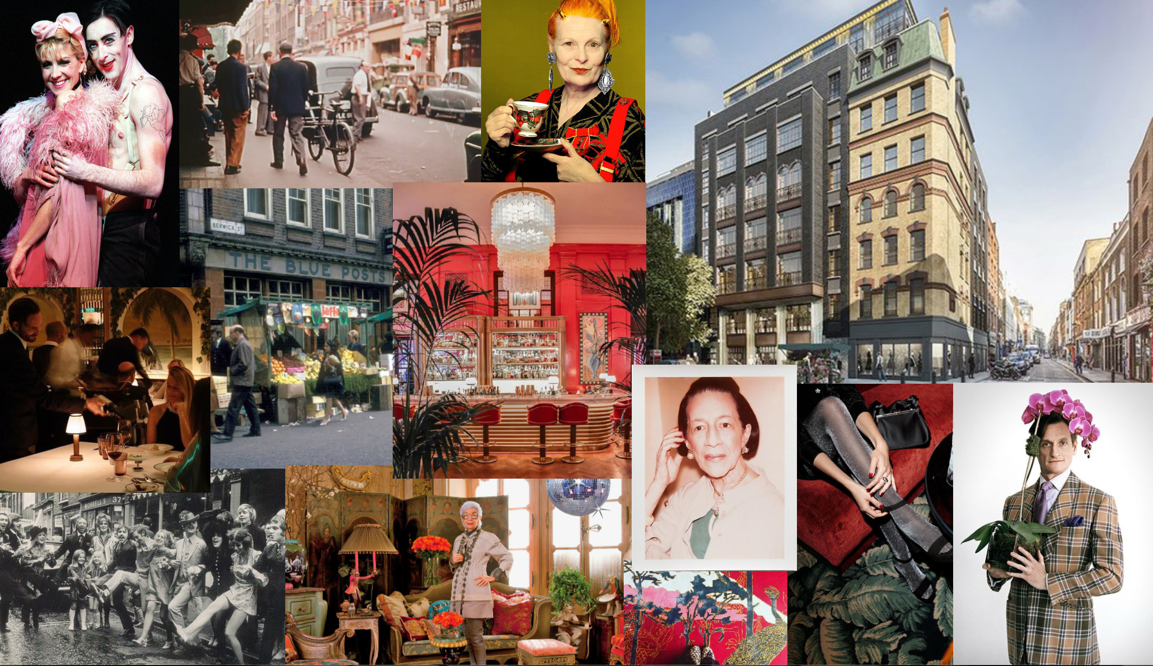 Broadwick mood board — Soho characters, Westwood, Vreeland, Apfel, Berwick Street